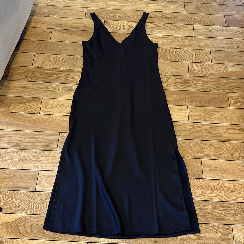 A New Day Slip On Black Satin Dress